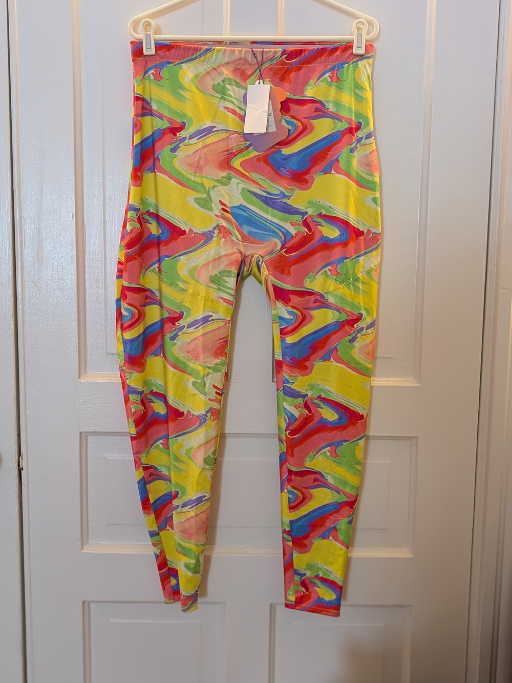 Yitty Neon Rainbow Marble Print Leggings - Multicolor